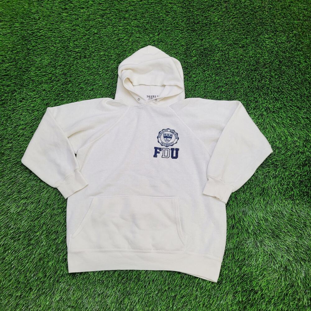 Vintage 80s FDU Fairleigh Dickinson University Hoodie Womens 2XS/XS 19x21